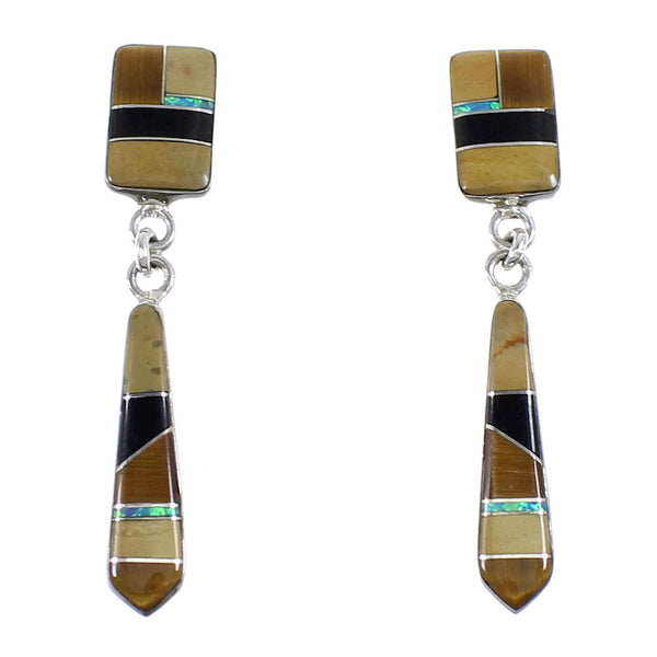 Multicolor Sterling Silver Post Dangle Southwestern Earrings YX5286